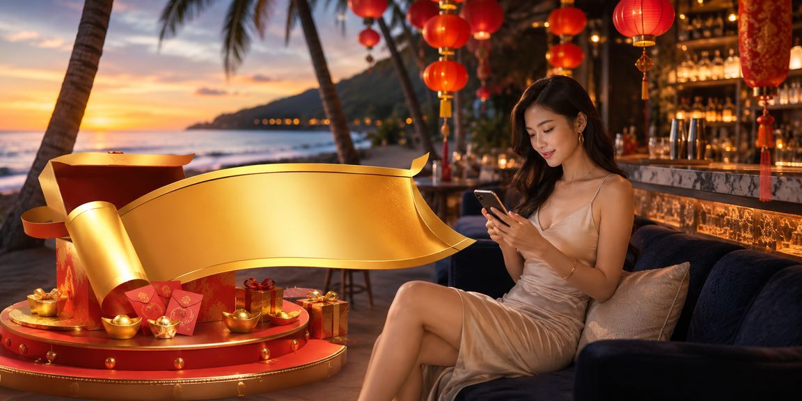 Bì thư đỏ và đèn lồng tượng trưng cho ưu đãi và bonus lễ hội tại Côn Đảo