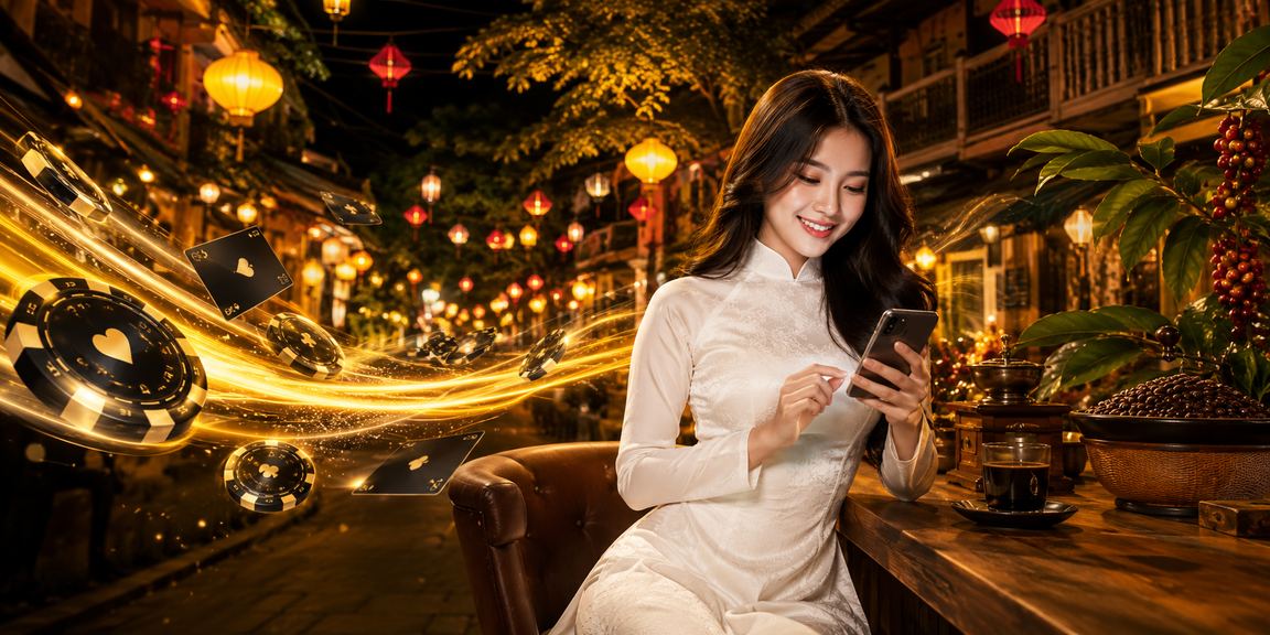 Người phụ nữ Hà Nội mặc áo dài trải nghiệm casino di động trên điện thoại