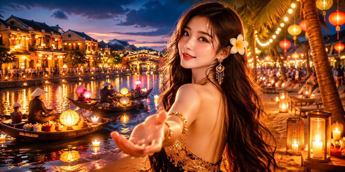 Người chơi Hội An trải nghiệm casino trực tuyến buổi tối bên đèn lồng